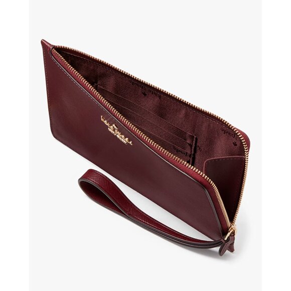 S Kate Spade Staci Medium L-Zip Wristlet Purple Leather Wallet KG038 NWT $139 - Picture 4 of 5